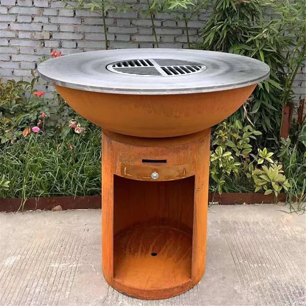 Cortenstahl Feuerschale Ø100cm Holz Plancha Design Garten Terrasse