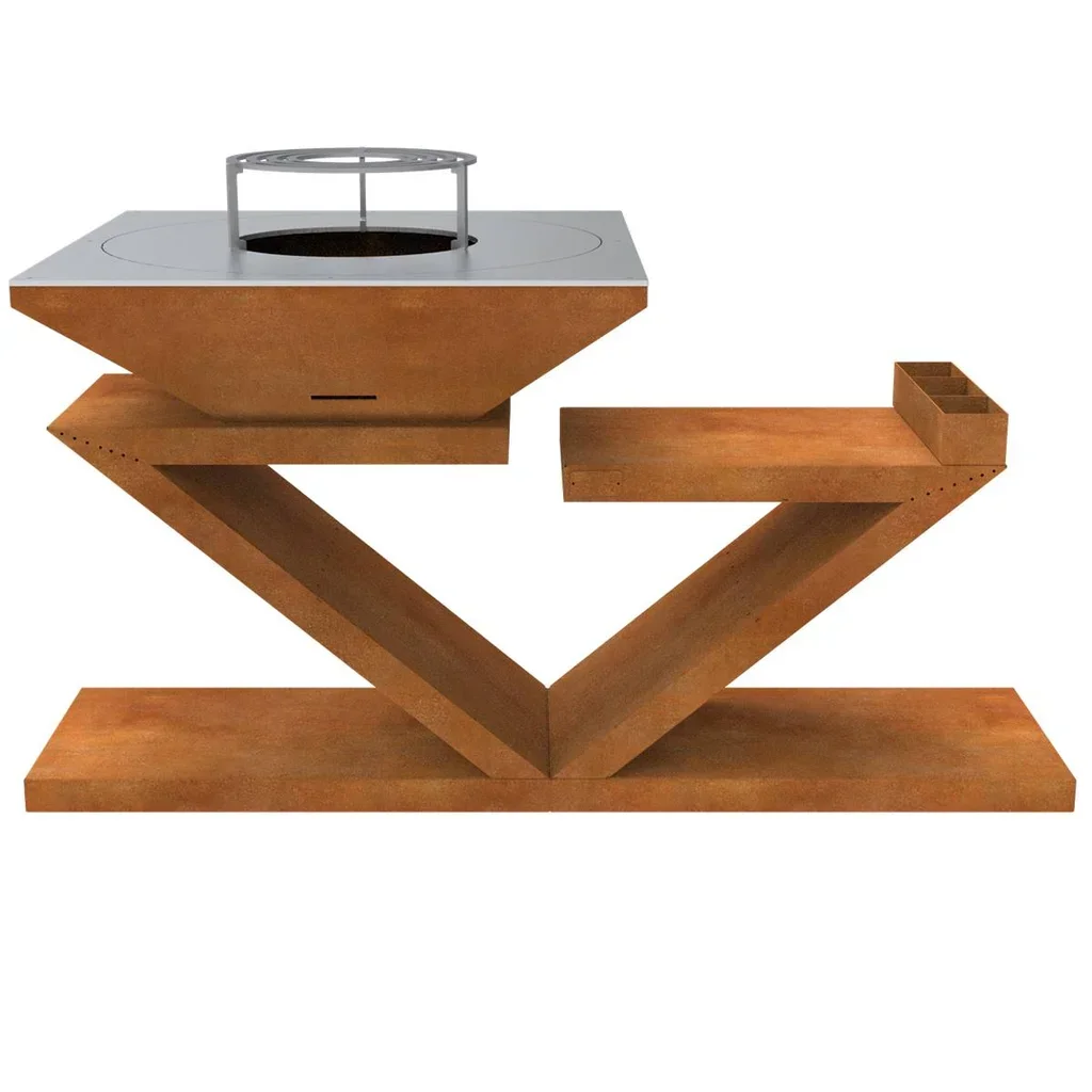 Brasero plancha acero Corten 90x90 cm - Doble Z madera