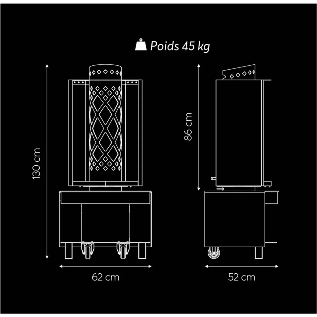 Brasero exterior FARO acero negro diseño terraza portátil