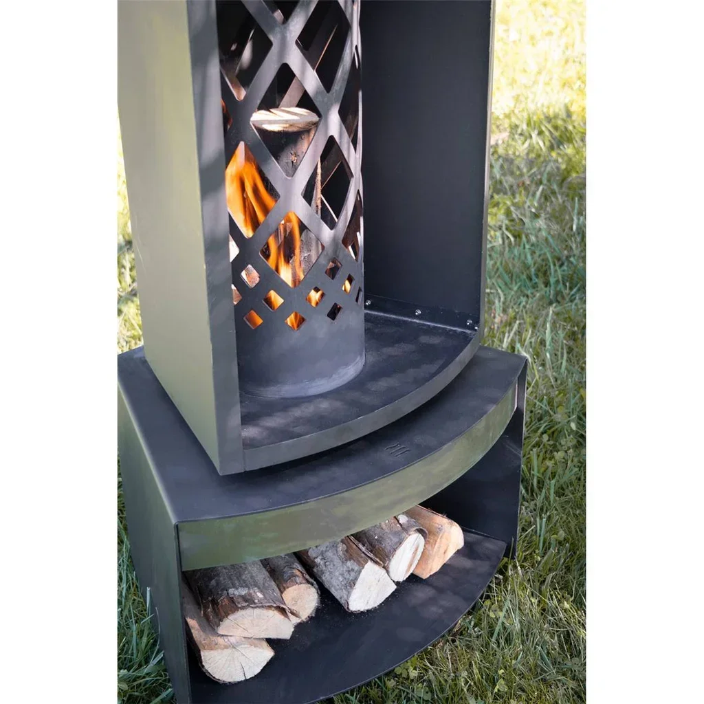 Brasero exterior FARO acero negro diseño terraza portátil