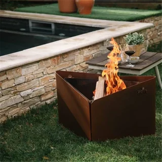 Brasero Exterior KRAK LEVANT 3 en 1 - Estilo Industrial Flor de Óxido