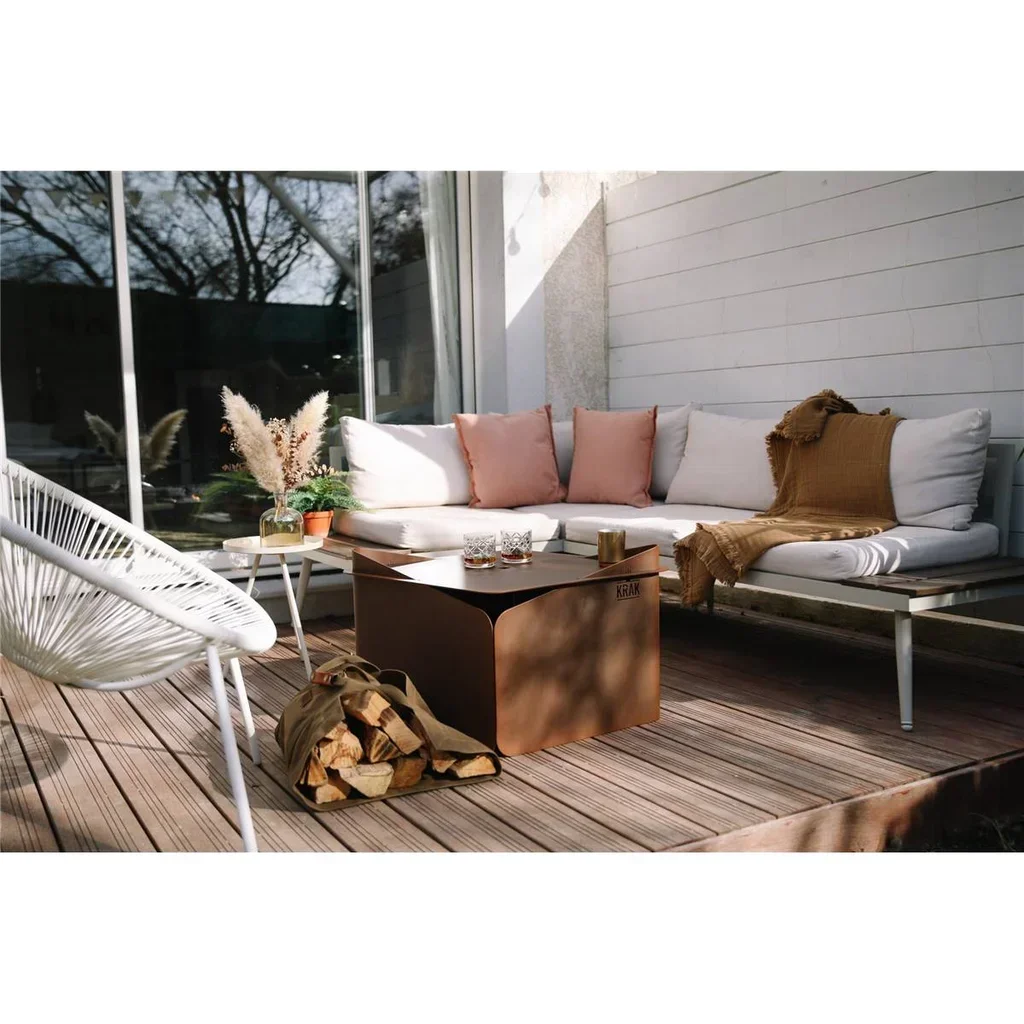 Brasero Exterior KRAK LEVANT 3 en 1 - Estilo Industrial Flor de Óxido