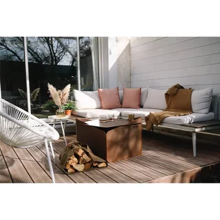 Brasero Exterior KRAK LEVANT 3 en 1 - Estilo Industrial Flor de Óxido