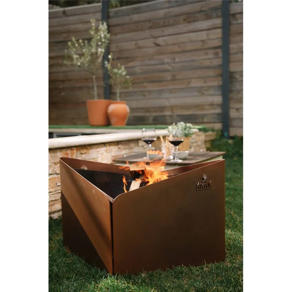 Brasero Exterior KRAK LEVANT 3 en 1 - Estilo Industrial Flor de Óxido
