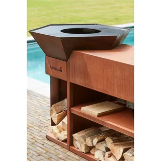 Brasero Exterior Nestor Island Barbecook Acero Corten Diseño
