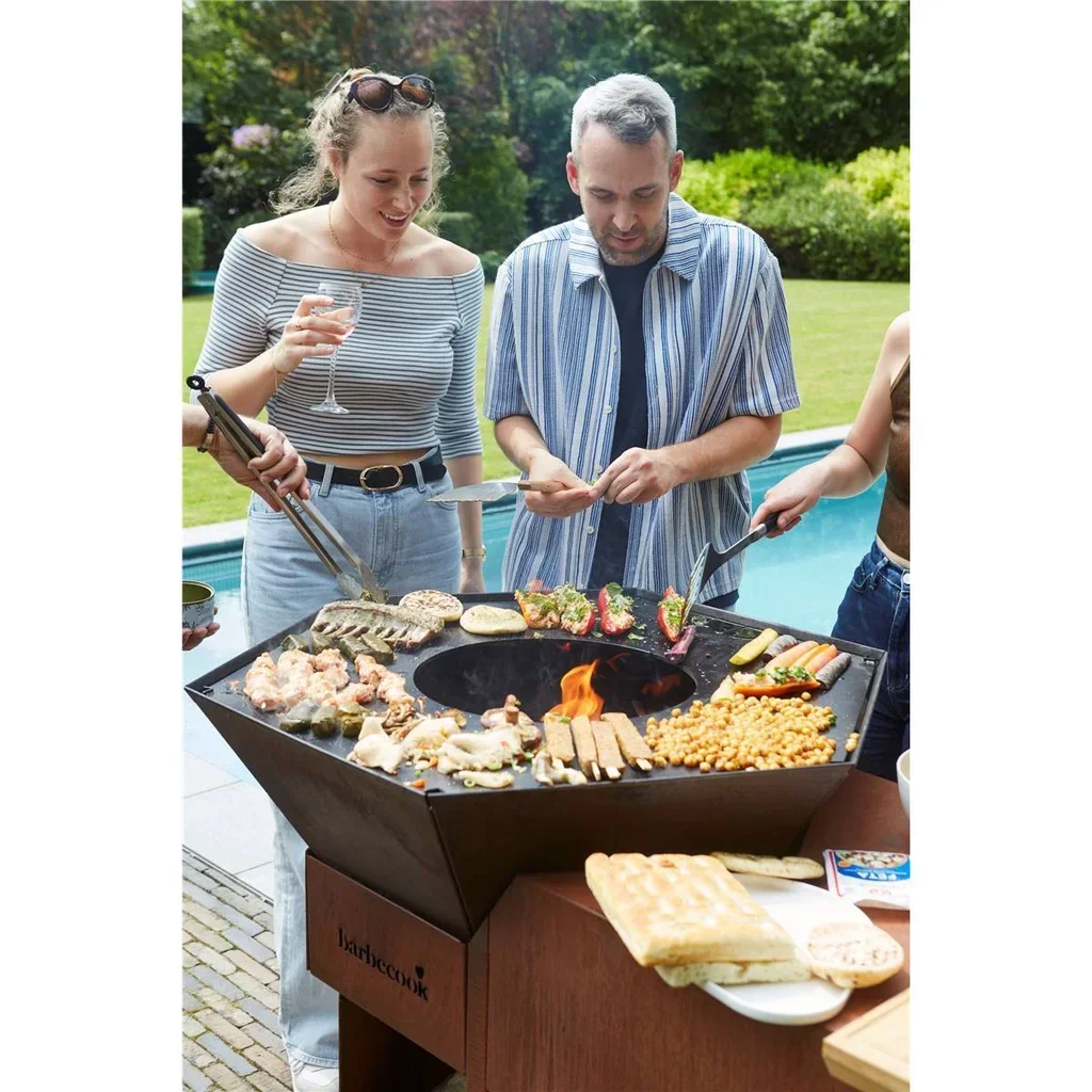 Brasero Exterior Nestor Island Barbecook Acero Corten Diseño