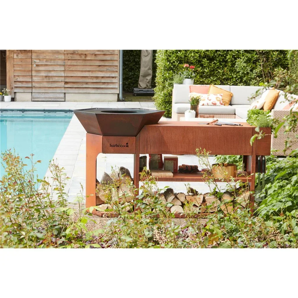 Brasero Exterior Nestor Island Barbecook Acero Corten Diseño