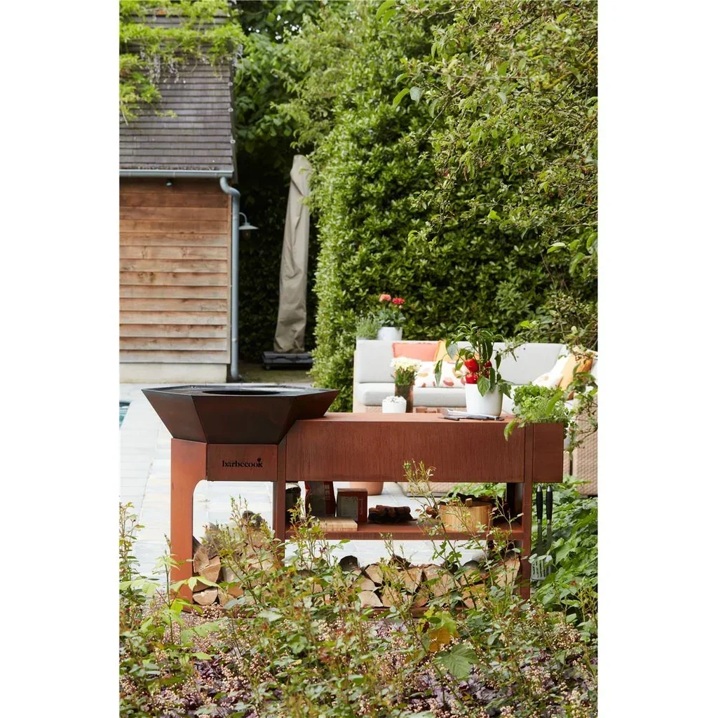 Brasero Exterior Nestor Island Barbecook Acero Corten Diseño