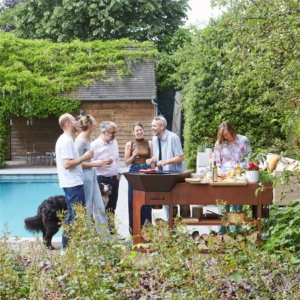 Brasero Exterior Nestor Island Barbecook Acero Corten Diseño