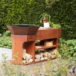 Brasero Exterior Nestor Island Barbecook Acero Corten Diseño