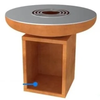 Brasero Plancha Madera Acero Corten Ø80 cm Jardín Exterior Diseño