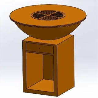 Brasero Plancha Madera Acero Corten Ø80 cm Jardín Exterior Diseño