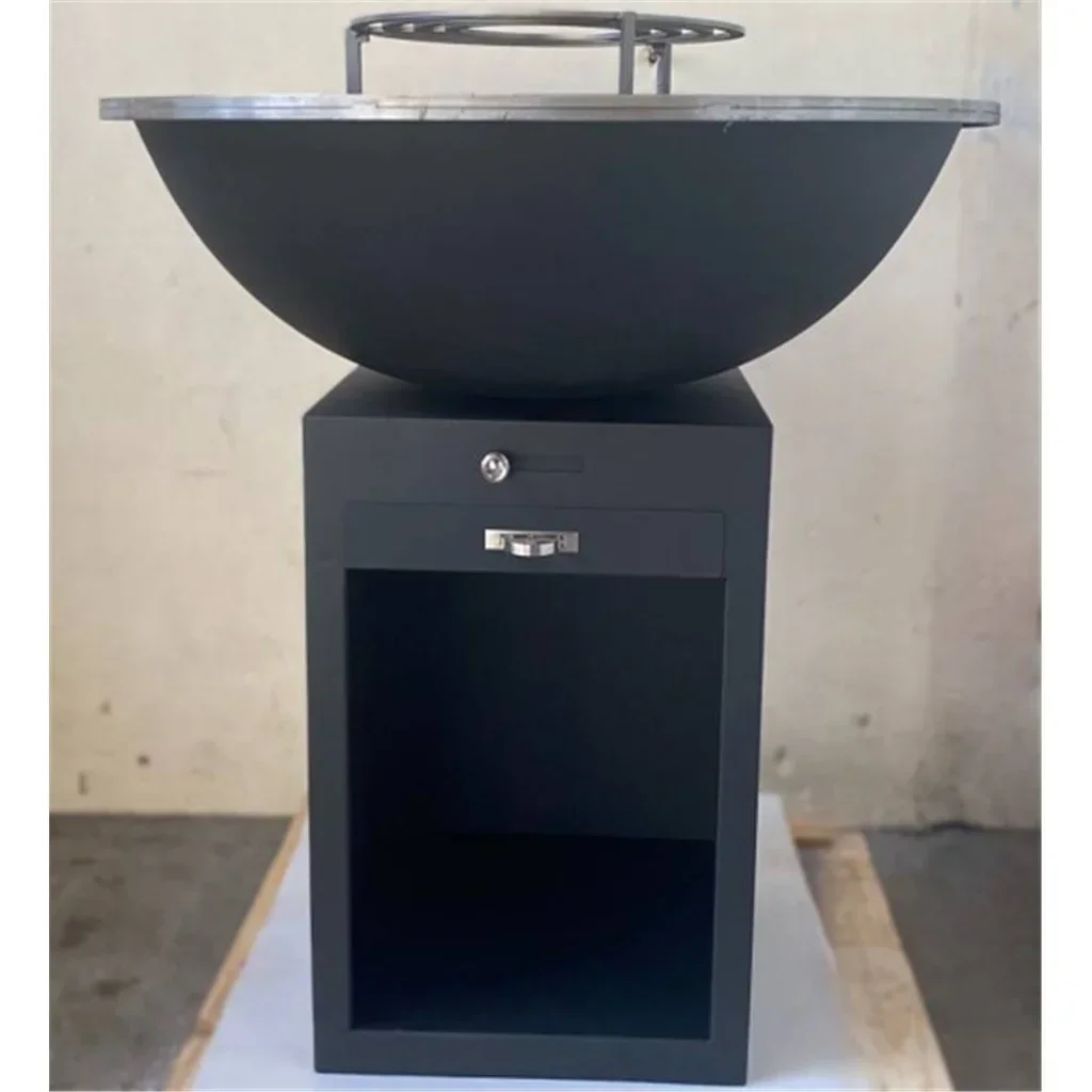Brasero barbacoa madera Ø85 cm acero negro mate jardín terraza