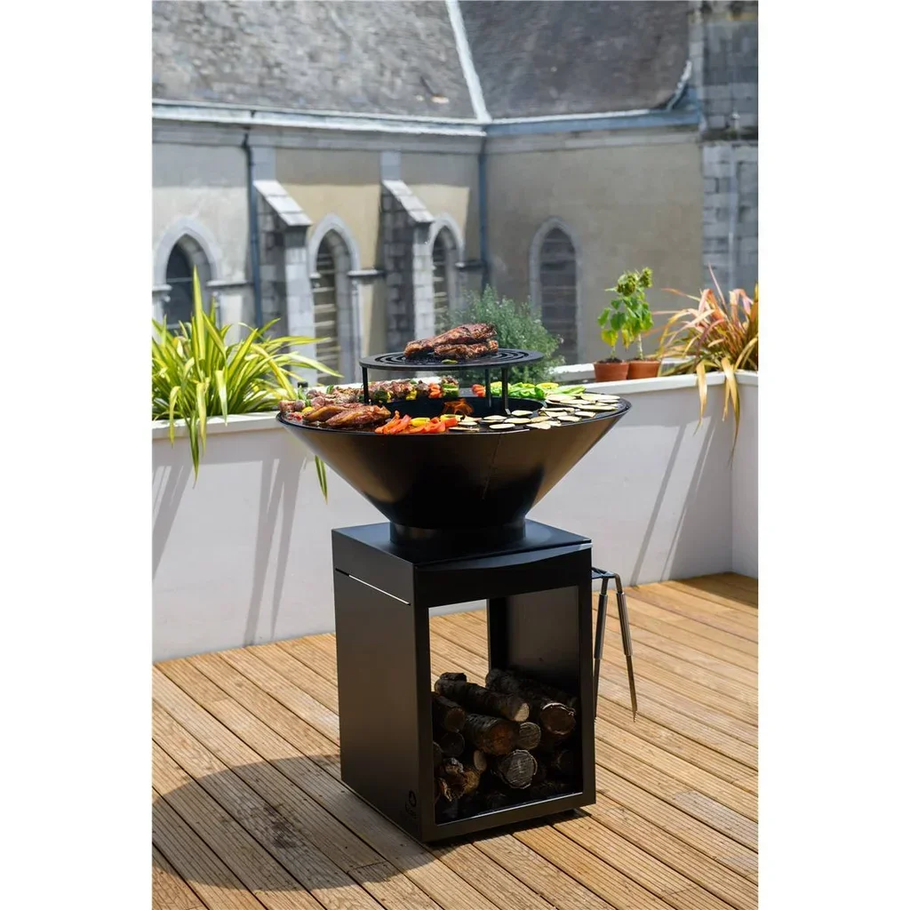 Brasero de Jardín B90 Edición Hiedra con Plancha y Cajón de Cenizas