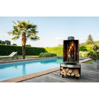 Brasero de Jardín FARO Acero Inoxidable con Ruedas