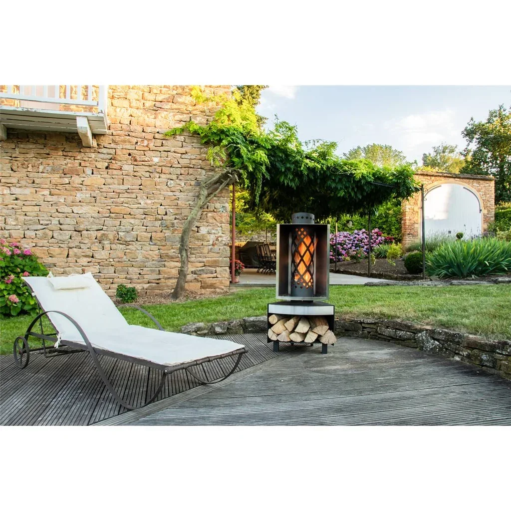 Brasero de Jardín FARO Acero Inoxidable con Ruedas