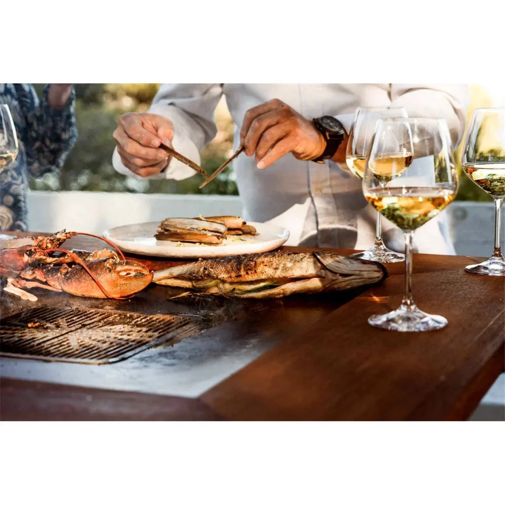 Brasero de jardín KRAK MISTRAL con plancha y parrilla, acero termolacado, diseño elegante francés para terrazas y veladas sociales