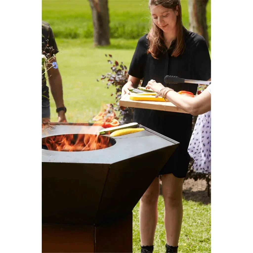 Brasero Nestor Barbecook acero corten 16 comensales plancha parrilla