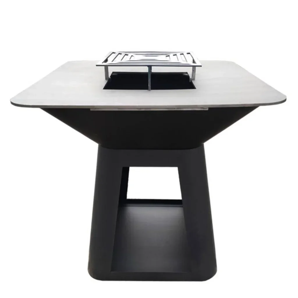 Brasero Plancha Negro 100x100 cm - Calefacción Exterior Multifuncional de Acero