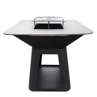 Brasero plancha noir 100x100 cm - Chauffage extérieur multifonction acier