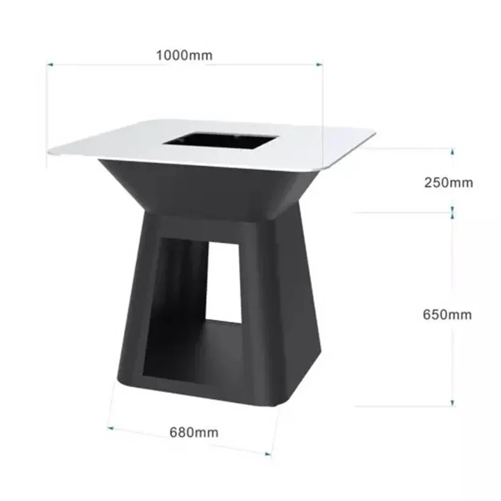 Brasero plancha noir 100x100 cm - Chauffage extérieur multifonction acier