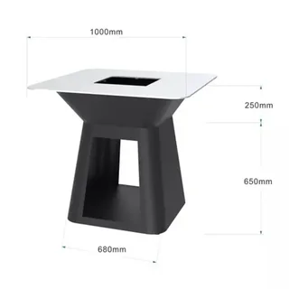 Brasero plancha noir 100x100 cm - Chauffage extérieur multifonction acier