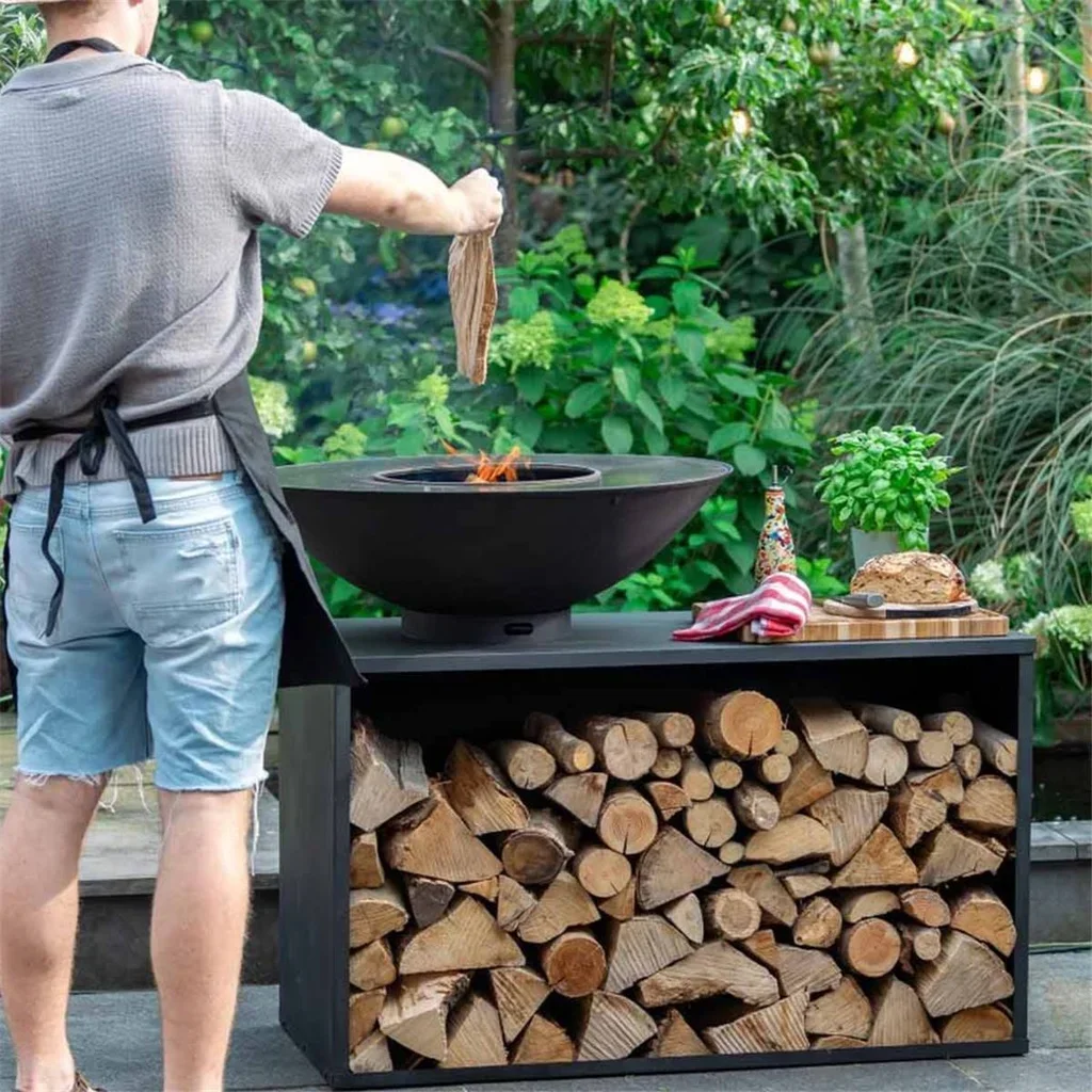 Brasero RedFire Onyx 80 con Encimera y Parrilla de Cocina - 80 cm