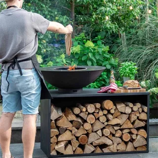 Brasero RedFire Onyx 80 con Encimera y Parrilla de Cocina - 80 cm