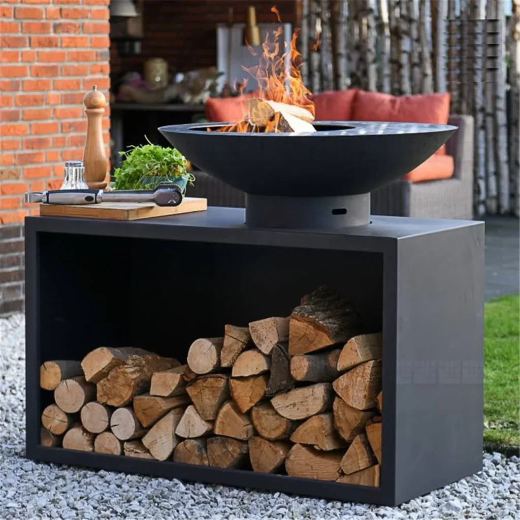Brasero RedFire Onyx 80 con Encimera y Parrilla de Cocina - 80 cm