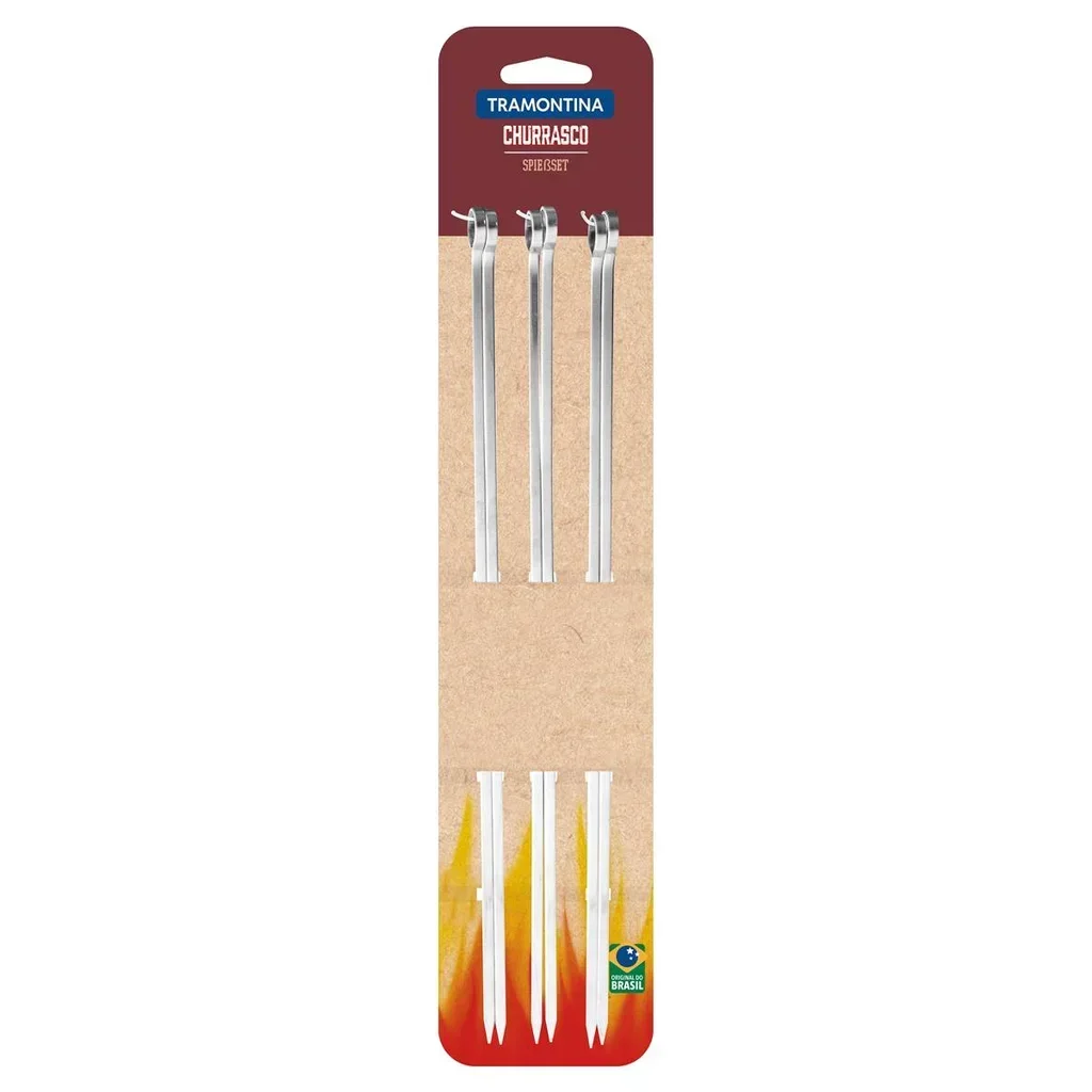 Tramontina Churrasco Brochetas de Carne Acero Inoxidable 40 cm Juego de 6