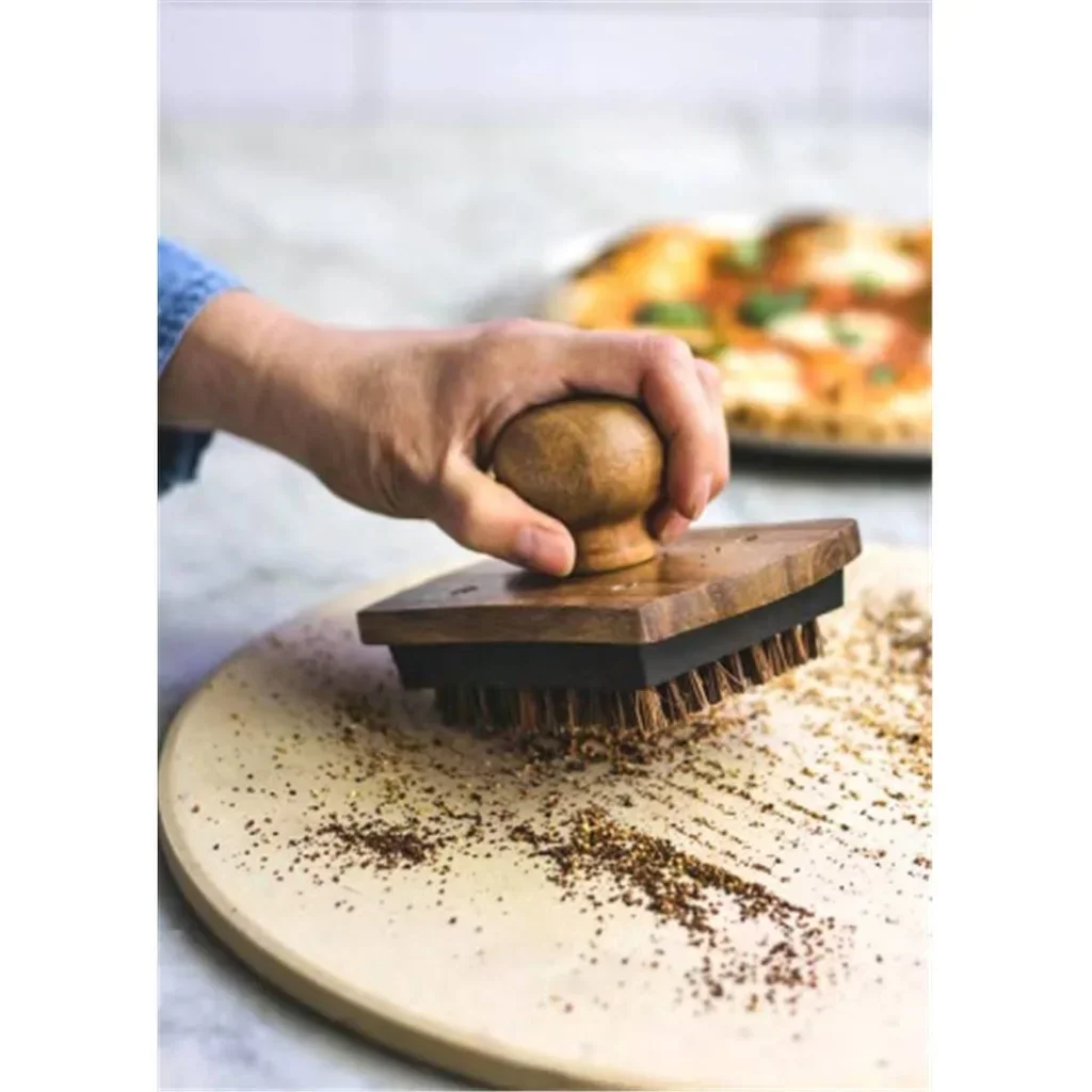 Cepillo limpieza piedra pizza cerdas naturales resistente calor