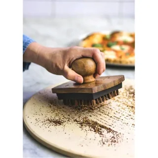 Cepillo limpieza piedra pizza cerdas naturales resistente calor
