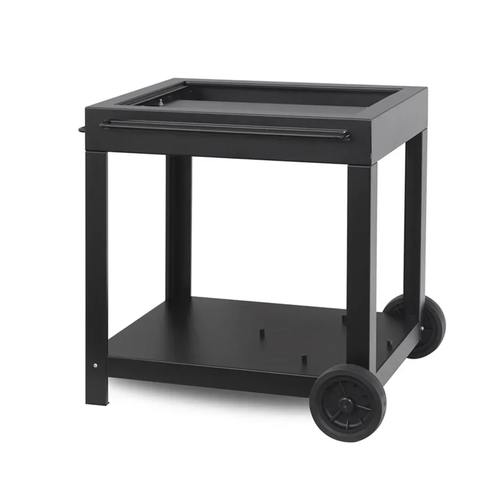 Carrito plancha Amalia 60 cm negro con estantes plegables