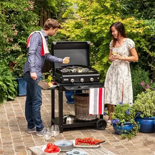 Carrito plancha Amalia 60 cm negro con estantes plegables