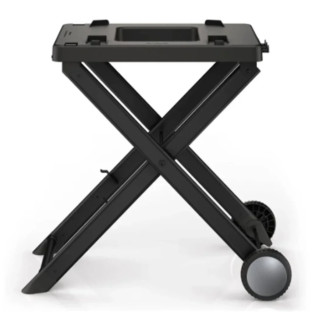 Carrito plegable negro para parrilla eléctrica Ninja Woodfire con ganchos