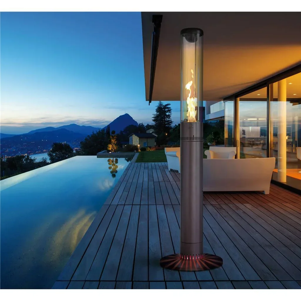 Estufa exterior de pellets FARO LIGHT - Calefactor ecológico 7kW para terraza