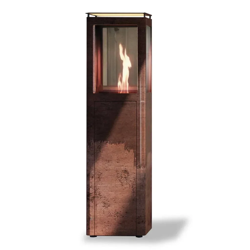 Calentador exterior pellets FARO QUBE acero Corten 5kW terraza
