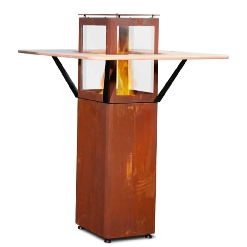 Calentador exterior pellets FARO QUBE acero Corten 5kW terraza