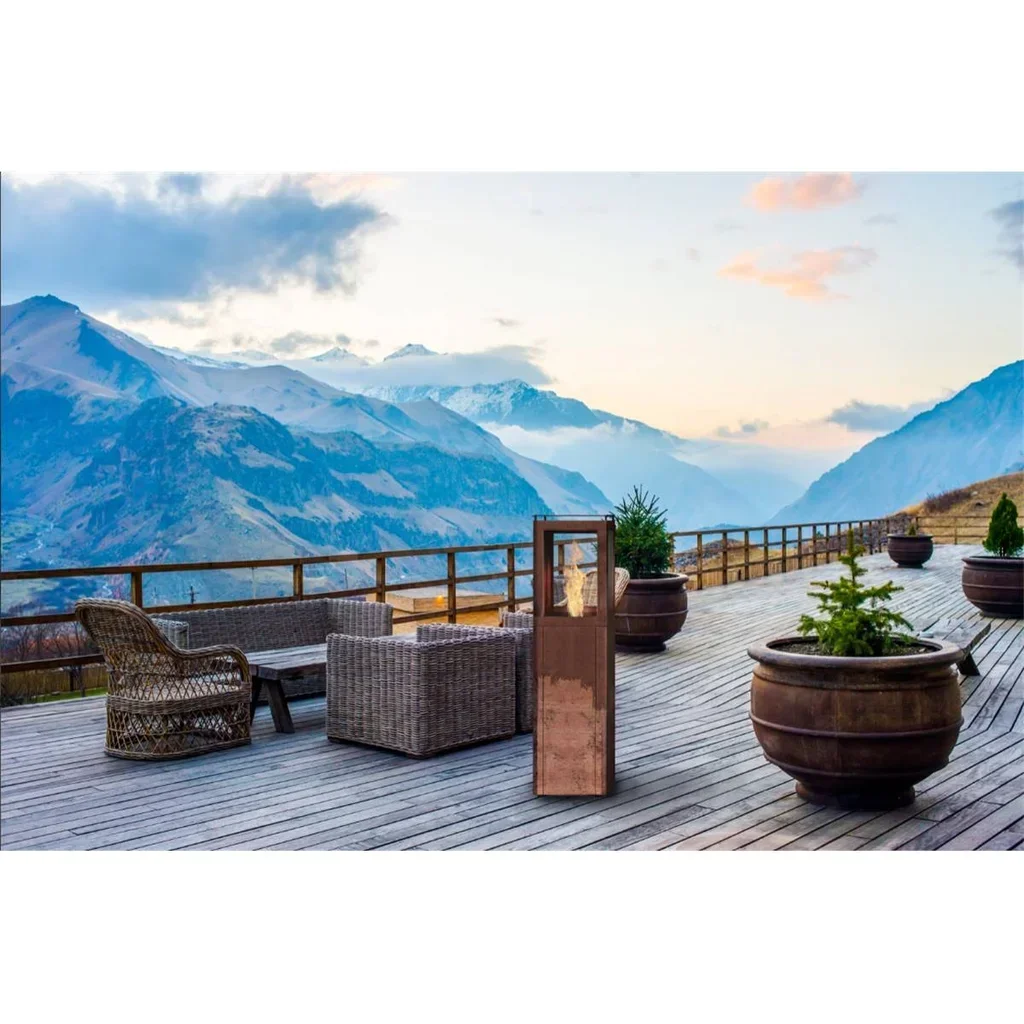 Calentador exterior pellets FARO QUBE acero Corten 5kW terraza