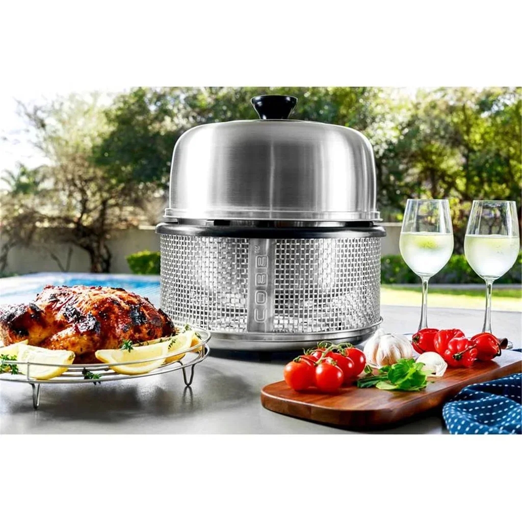 Cobb Premier Air Deluxe Portable Charcoal BBQ Grill with Integrated Temperature Control System and Griddle Plate