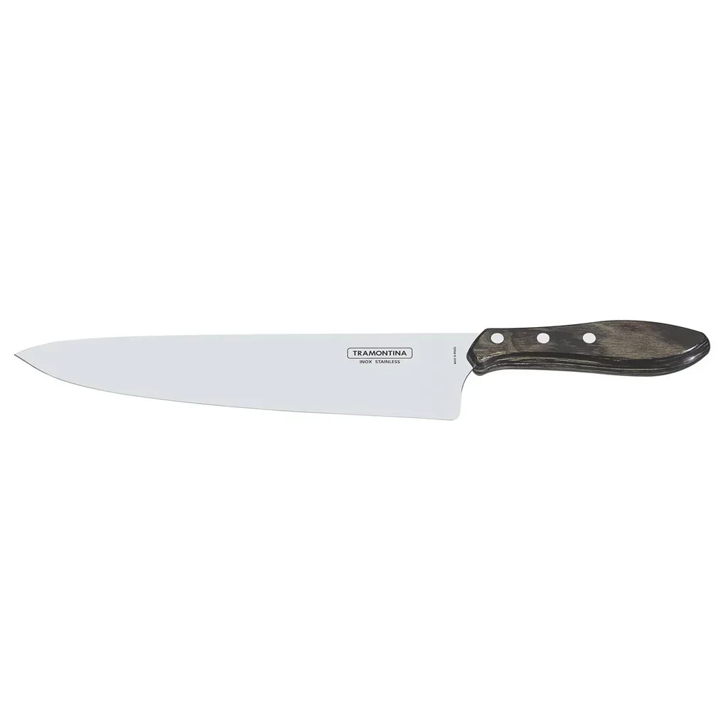 Cuchillo Chef 20 cm Tramontina Churrasco Hoja Acero Inoxidable Mango Madera FSC