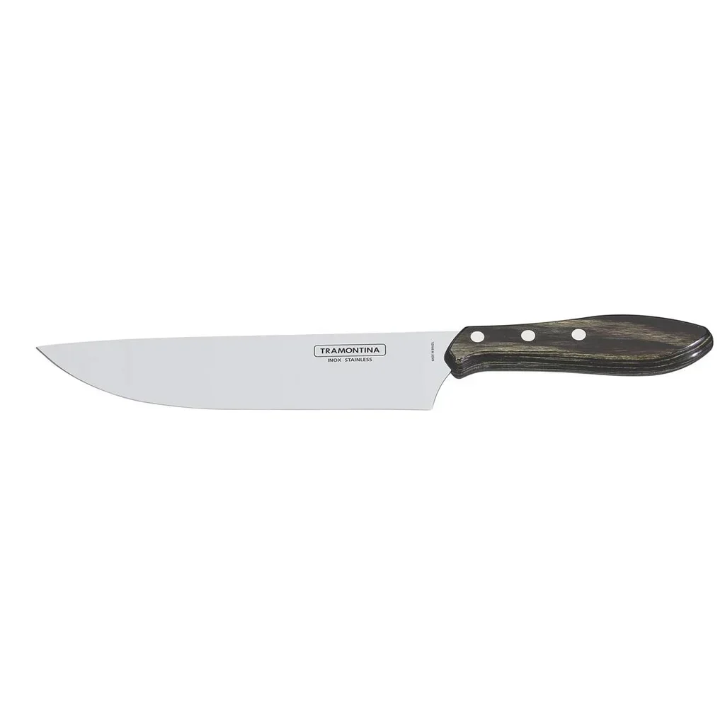 Cuchillo Chef Tramontina Churrasco 20 cm Hoja Acero Inoxidable Mango Madera FSC