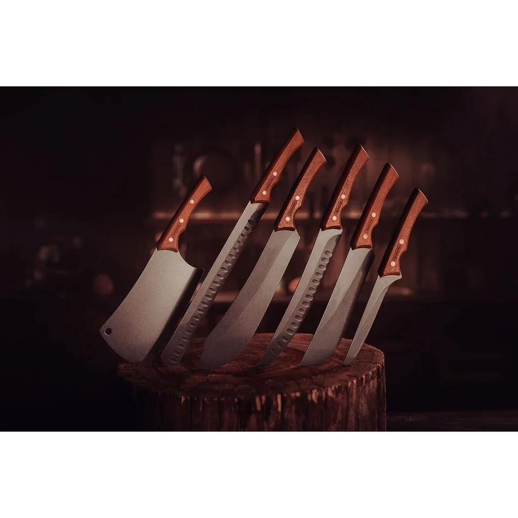 Professionelles Metzgermesser 24cm geschwärzte Stahlklinge genieteter Holzgriff