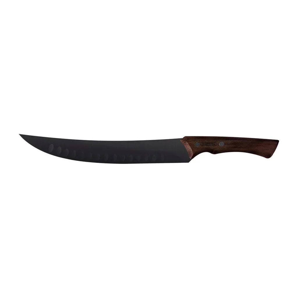 Cuchillo carnicero profesional 24cm hoja acero ennegrecido mango madera remachado