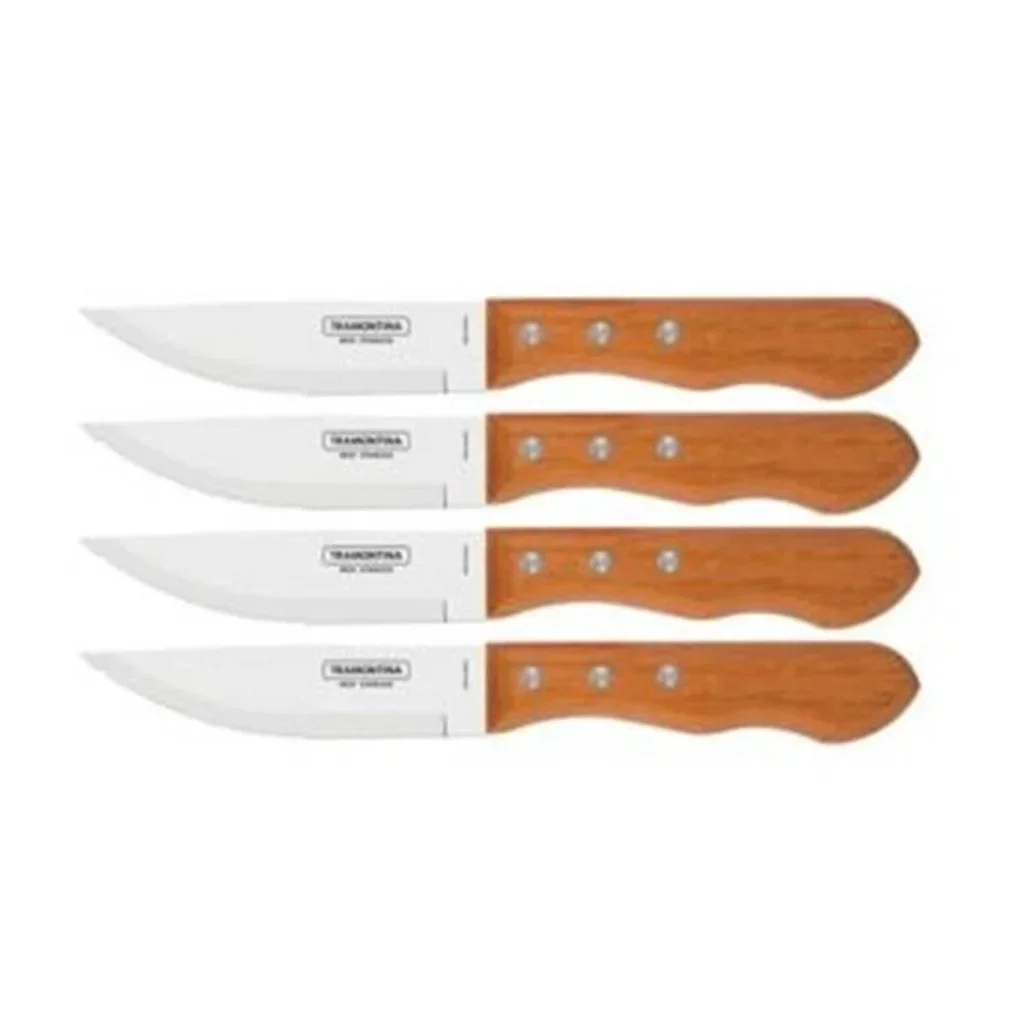 Cuchillos para carne jumbo juego de 4 - hoja acero inoxidable mango madera Tramontina