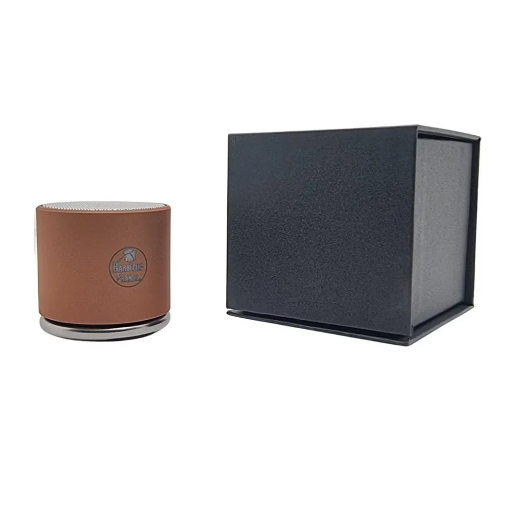 Altavoz Bluetooth de lujo oro rosa - Diseño compacto premium con doble salida estéreo y mosquetón