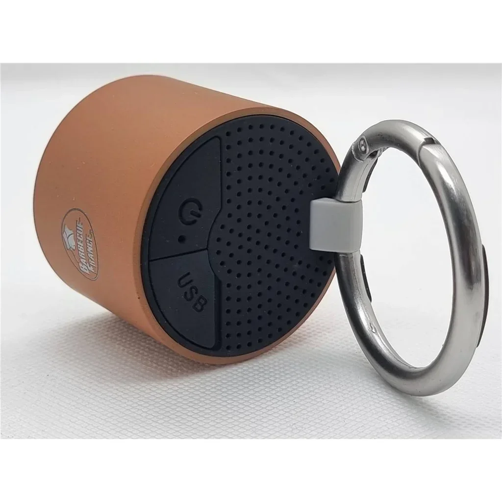 Altavoz Bluetooth de lujo oro rosa - Diseño compacto premium con doble salida estéreo y mosquetón