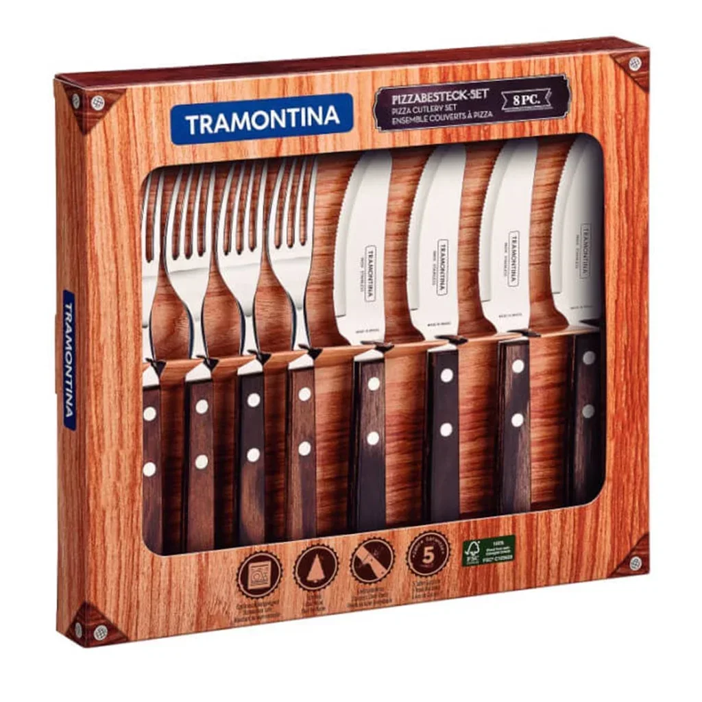 Set 8 cubiertos para pizza Tramontina cuchillos y tenedores profesionales