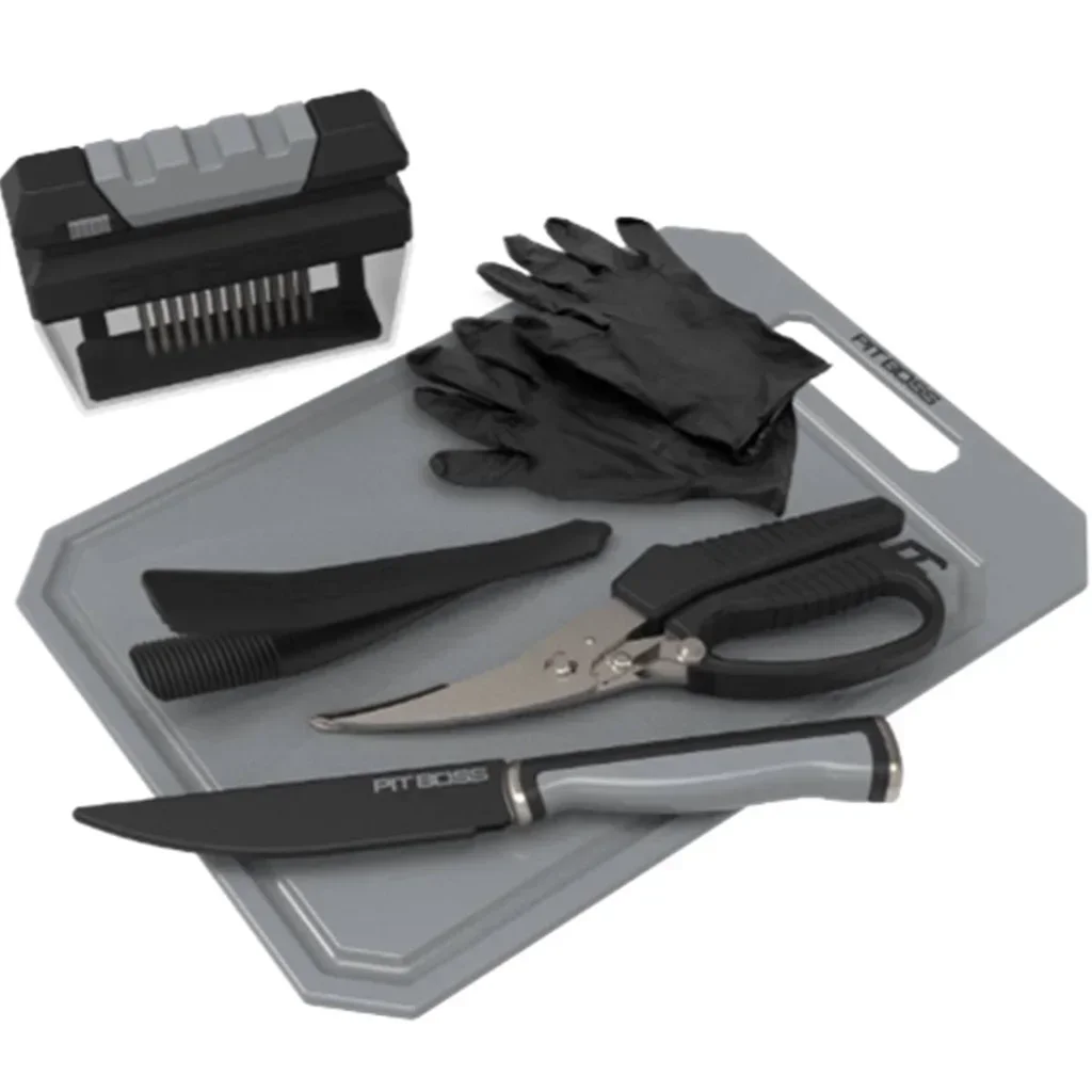Pit Boss Grillzubehör Set 6-teilig Messer Schneidebrett Schere