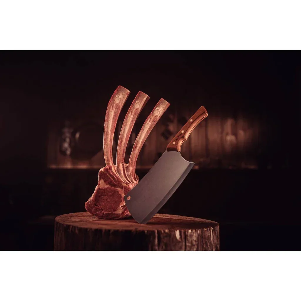 Cuchillo de Carnicero Hoja Churrasco Tramontina 18 cm - Hoja de Acero Ennegrecido, Mango de Madera